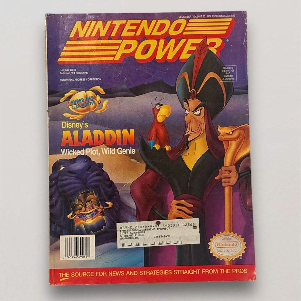Nintendo Power Volume 55 Guide Book Aladdin w/Poster & Trading Cards